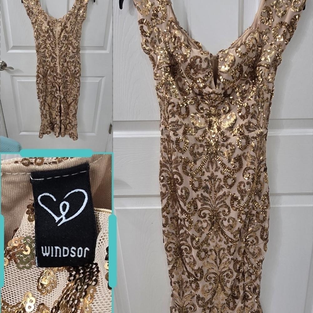 Windsor Rose Gold Sequin Midi Dress